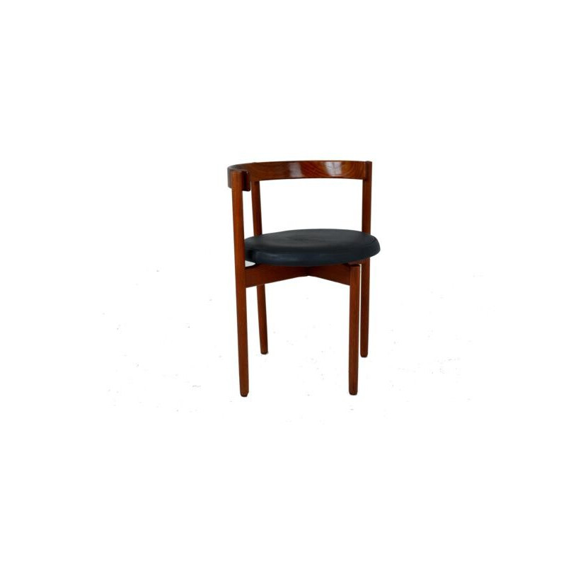 Set of 4 chairs in rosewood and leather - 1960s