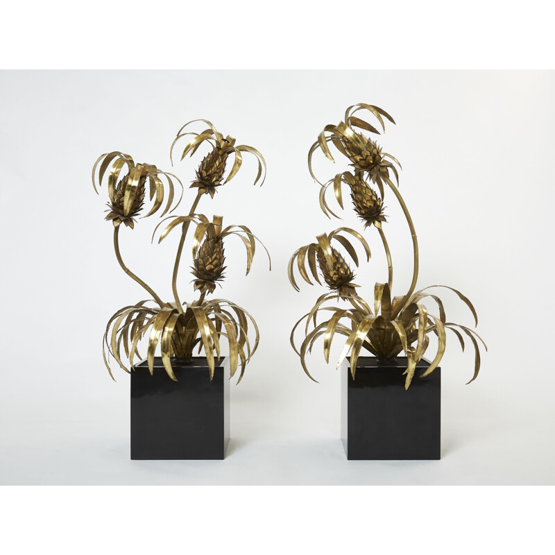 Pair of vintage brass floor lamps by Jansen, 1970