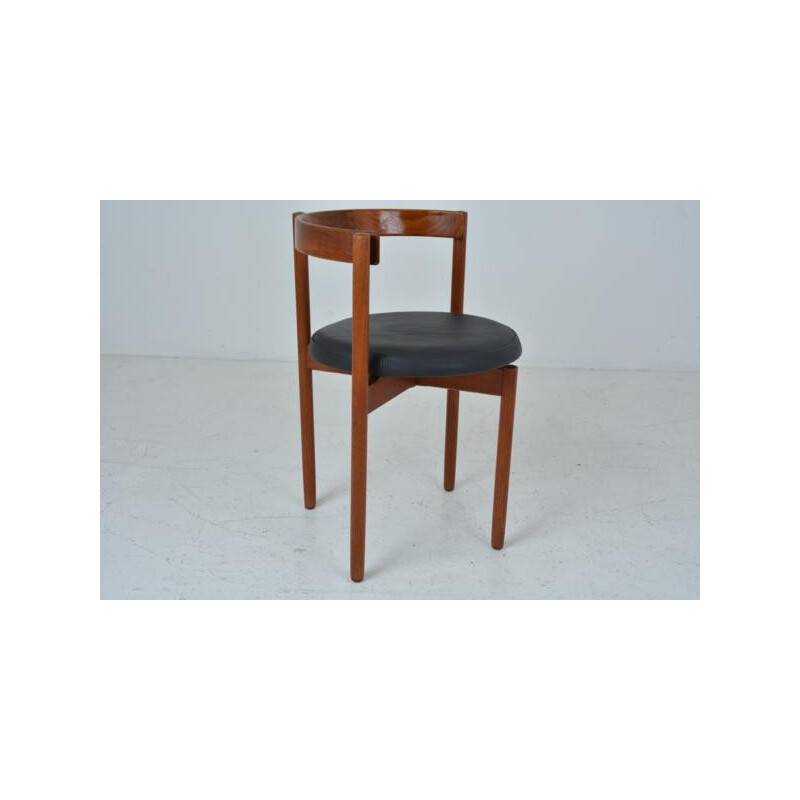 Set of 4 chairs in rosewood and leather - 1960s