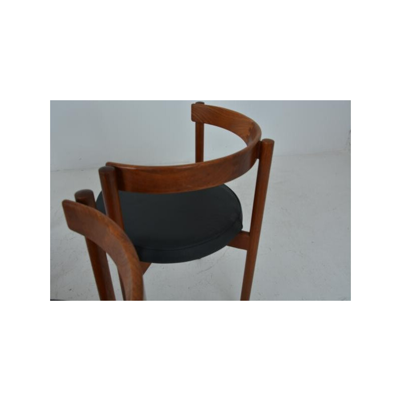 Suite de 4 chaises en palissandre et cuir - 1960