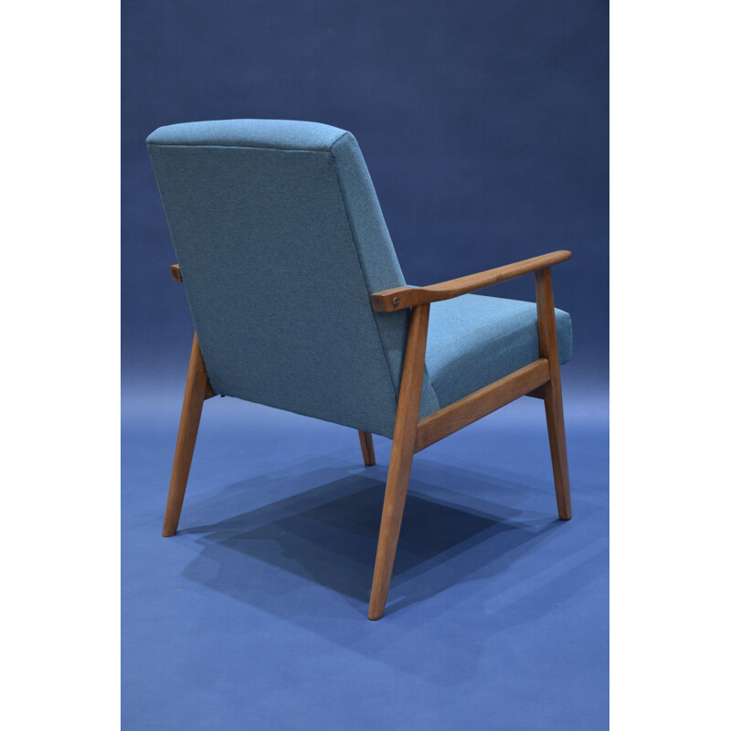 Snieznik armchair in oak and petrol blue fabric - 1960s