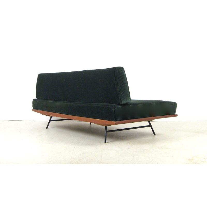 Daybed in metal and dark green velvet - 1960s