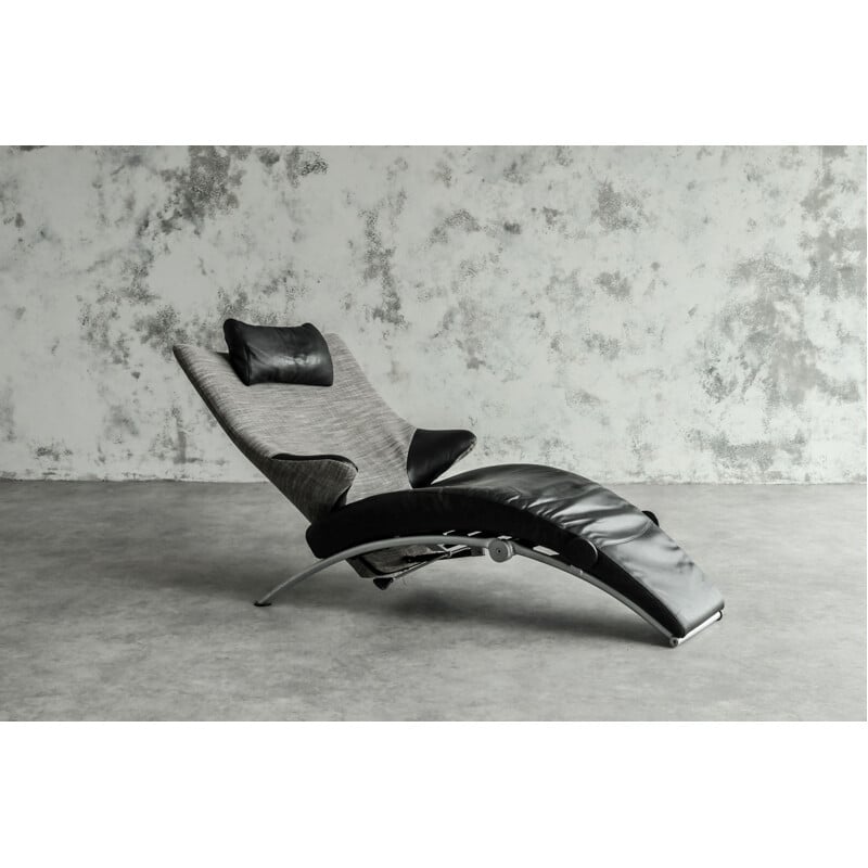 Vintage "Solo 699" leather folding lounge chair by Stefan Heiliger, Germany 1980s