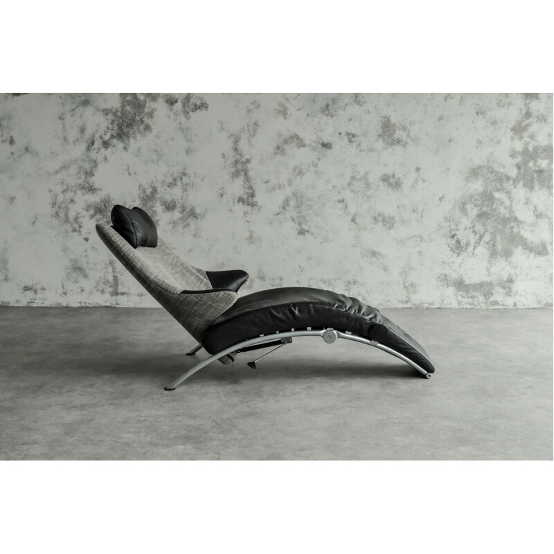 Vintage "Solo 699" leather folding lounge chair by Stefan Heiliger, Germany 1980s