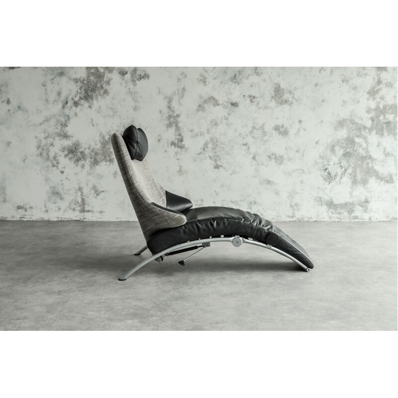 Solo 699" cadeira dobrável de couro em couro de Stefan Heiliger, Alemanha 1980