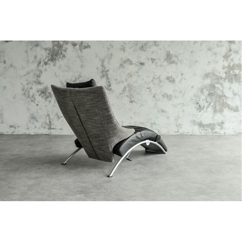 Vintage "Solo 699" leather folding lounge chair by Stefan Heiliger, Germany 1980s