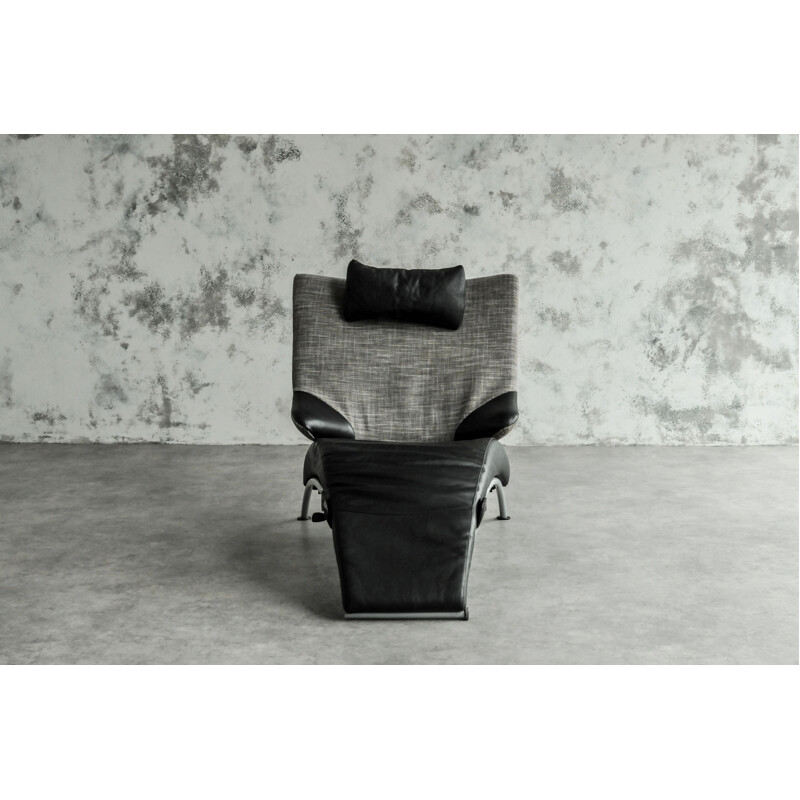Vintage "Solo 699" leather folding lounge chair by Stefan Heiliger, Germany 1980s