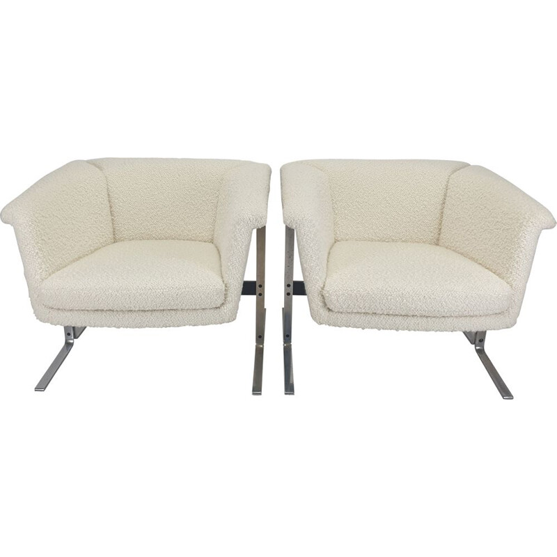 Paar vintage fauteuils in wollen bouclé stof van Geoffrey Harcourt voor Artifort, 1963