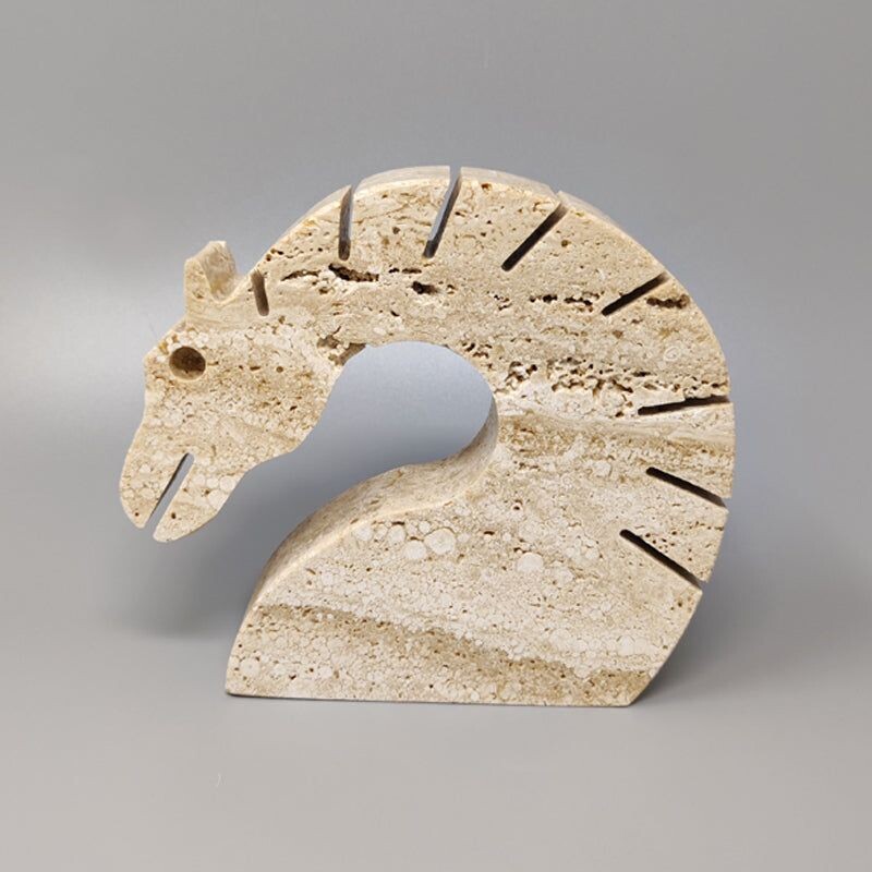 Vintage travertine horse sculpture by Enzo Mari for F.lli Mannelli, Italy 1970s