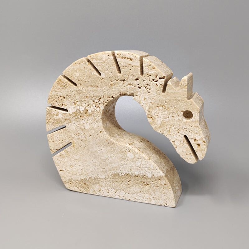 Vintage travertine horse sculpture by Enzo Mari for F.lli Mannelli, Italy 1970s