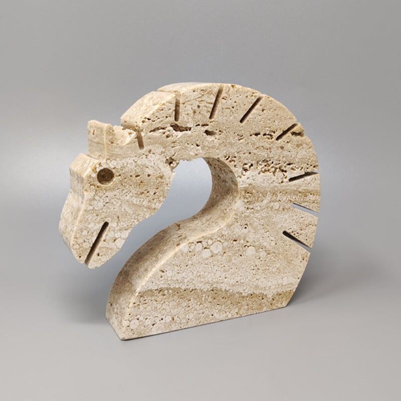 Vintage travertine horse sculpture by Enzo Mari for F.lli Mannelli, Italy 1970s