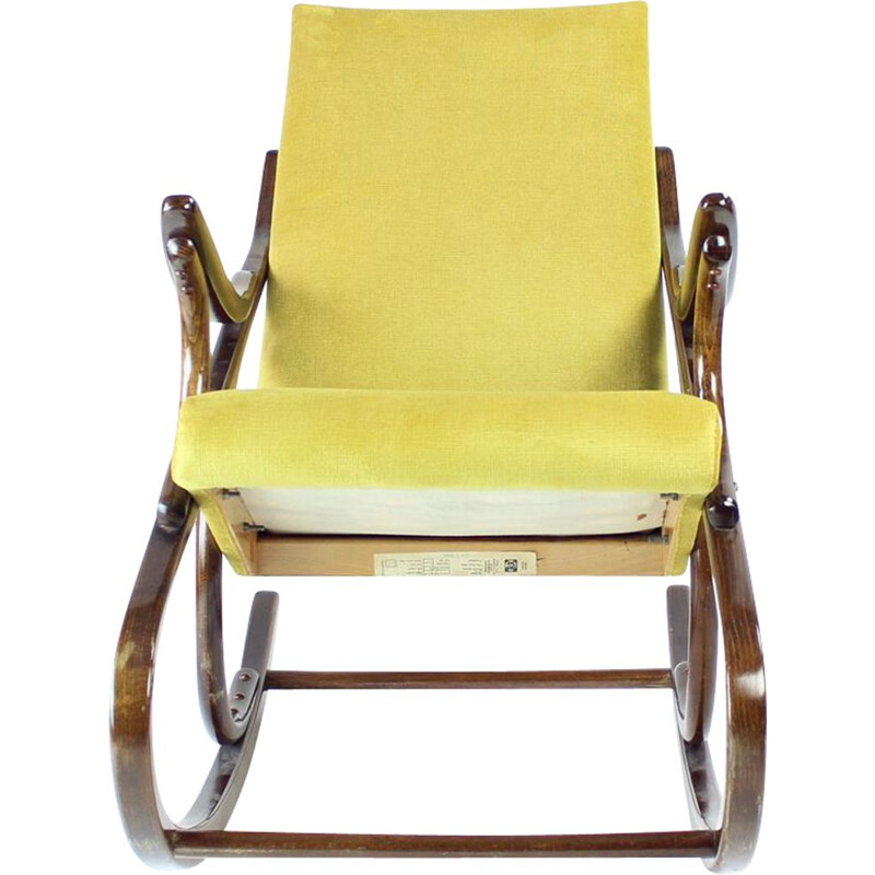 Chaise à bascule vintage en bois courbé par Ton, Tchécoslovaquie 1960