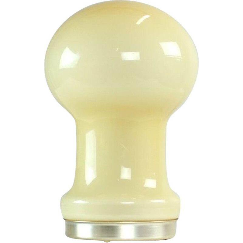 Lámpara de mesa vintage en vidrio opalino beige de Ivan Jakes, Checoslovaquia 1960