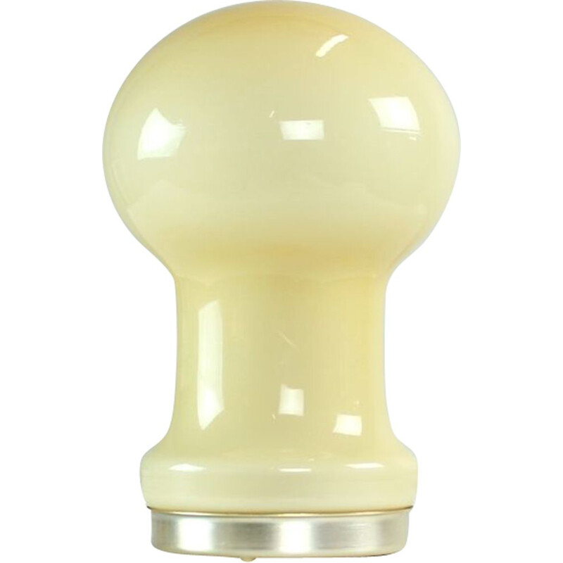 Vintage beige opaline glass table lamp by Ivan Jakes, Czechoslovakia 1960s