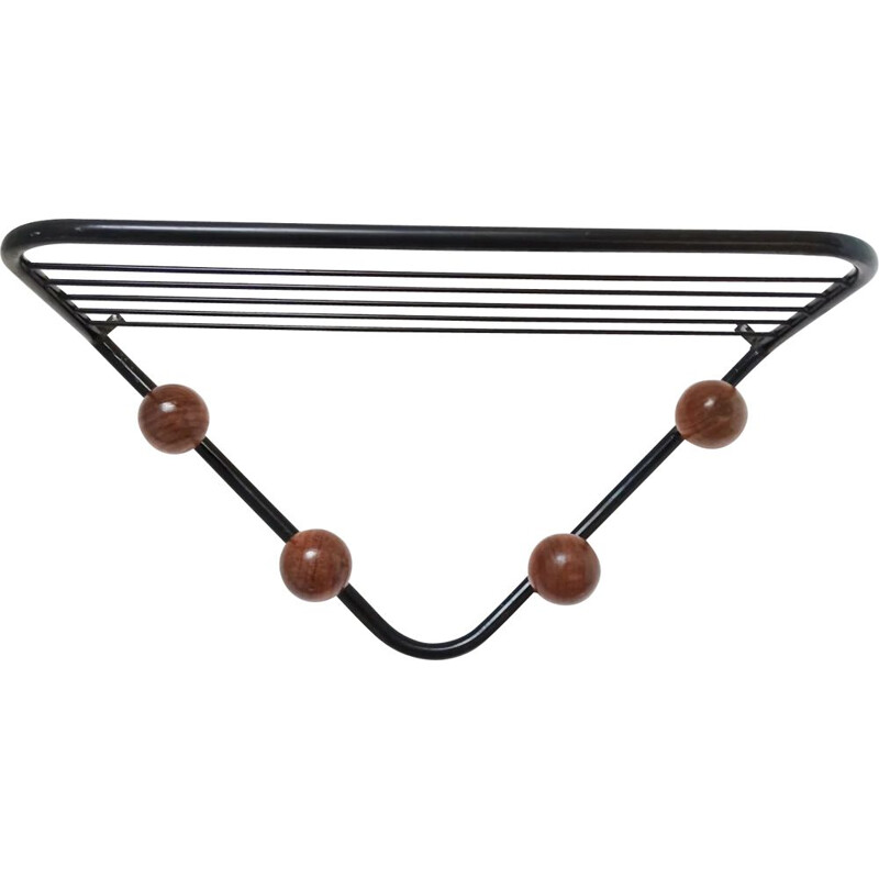 Vintage metal wall coat rack, 1950s