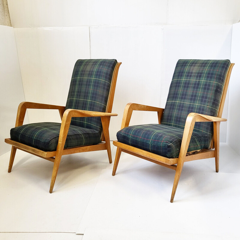 Pair of vintage armchairs Sk140 by Etienne-Henri Martin for Steiner