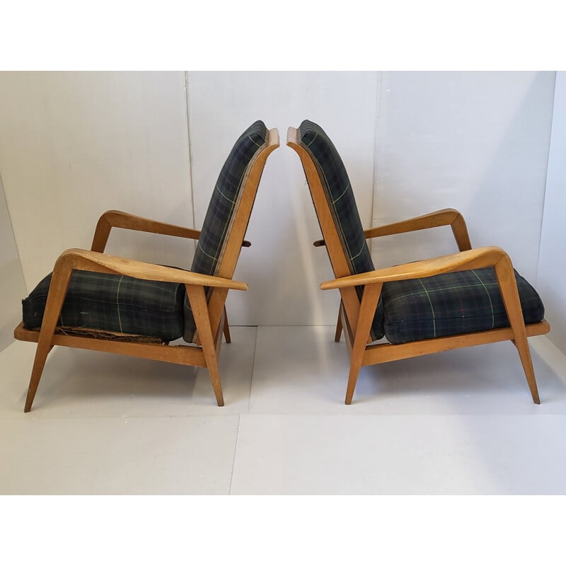 Pareja de sillones de época Sk140 de Etienne-Henri Martin para Steiner