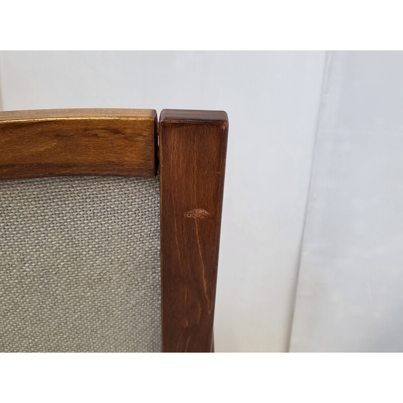 Scandinavian vintage swivel armchair in rosewood and wool, 1970