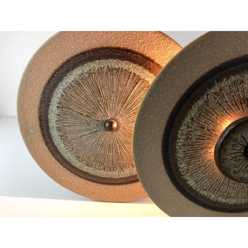 Vintage stoneware wall lamp by Noomi Backhausen and Paul Brandborg for Søholm, Denmark 1960