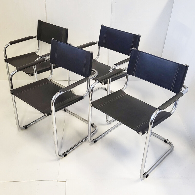 Set of 4 vintage S33 cantilever chairs by Mart Stam