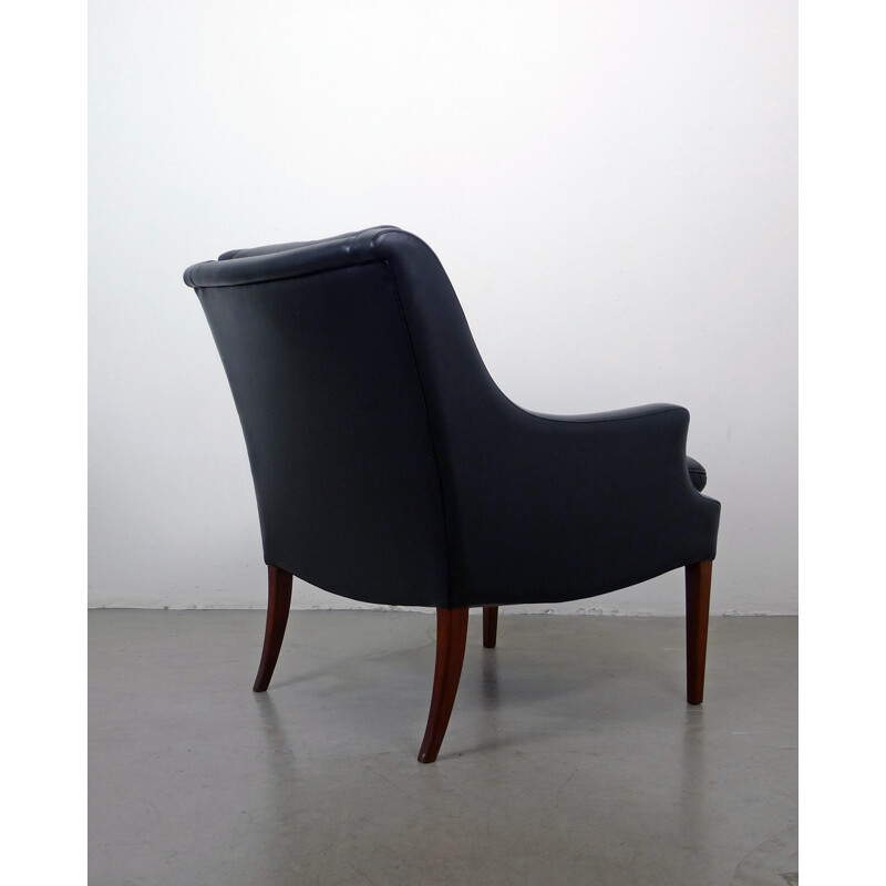 German Antimott Knoll armchair in black leather, Walter KNOLL - 1960s