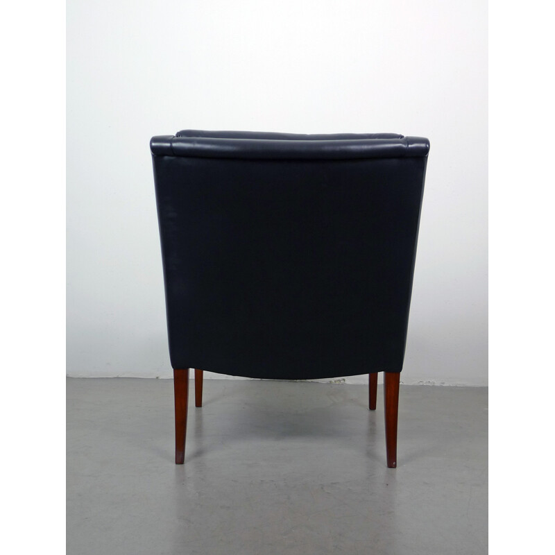 German Antimott Knoll armchair in black leather, Walter KNOLL - 1960s