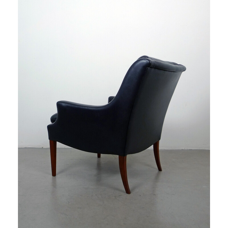 German Antimott Knoll armchair in black leather, Walter KNOLL - 1960s