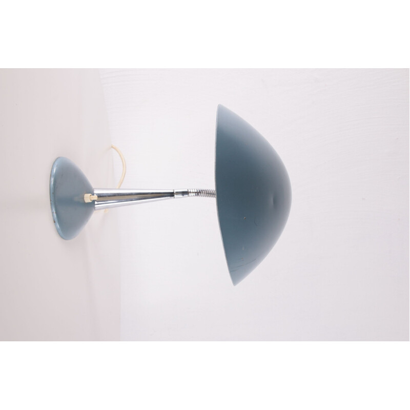 Vintage staalblauwe bureaulamp van Greta Grossmann, 1950