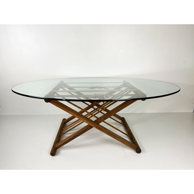 Vintage wood and glass coffee table by Andreas Hansen for Haslev Furniture, Denmark 1990