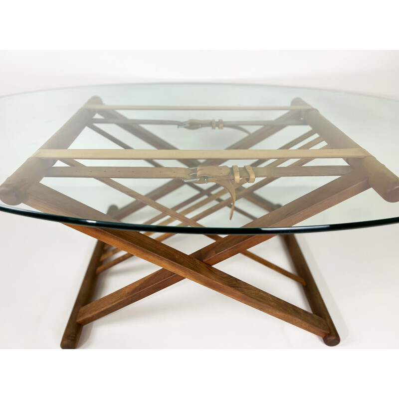 Mesa de centro vintage de madera y cristal de Andreas Hansen para Haslev Furniture, Dinamarca 1990