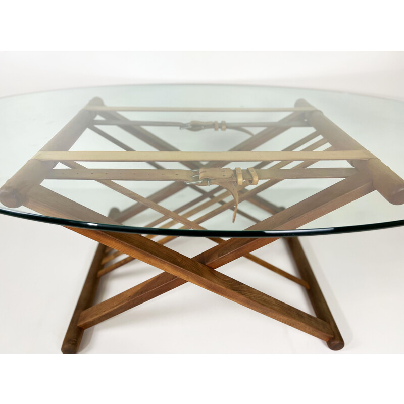 Vintage wood and glass coffee table by Andreas Hansen for Haslev Furniture, Denmark 1990