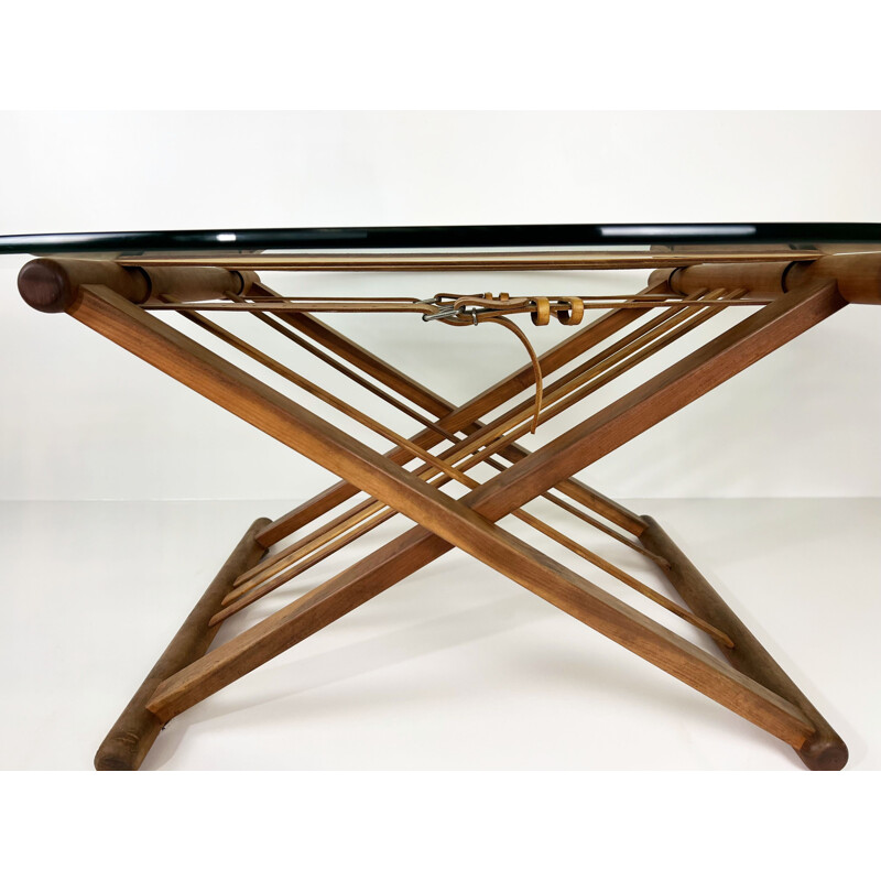 Vintage wood and glass coffee table by Andreas Hansen for Haslev Furniture, Denmark 1990