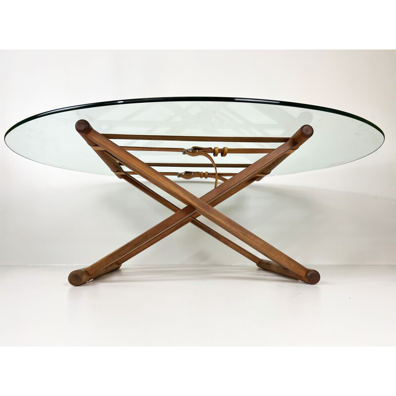 Vintage wood and glass coffee table by Andreas Hansen for Haslev Furniture, Denmark 1990