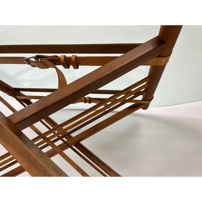 Table basse vintage en bois et verre par Andreas Hansen pour Haslev Furniture, Danemark 1990