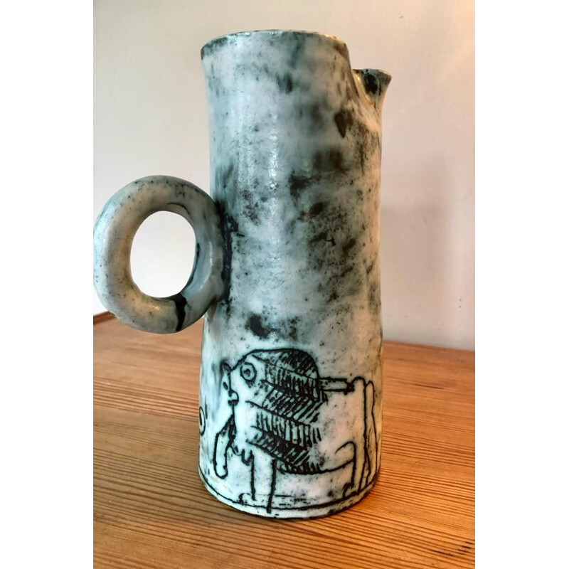 Vintage ceramic pitcher by Jacques Blin