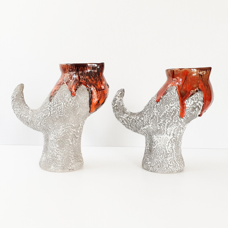 Pair of vintage zoomorphic pitchers, 1960s