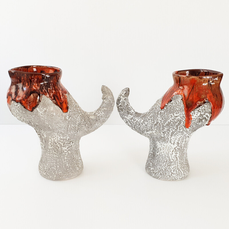 Pair of vintage zoomorphic pitchers, 1960s
