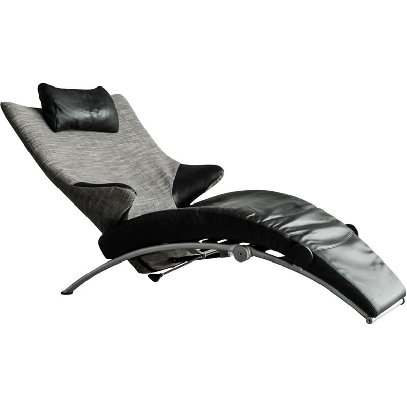 Vintage "Solo 699" leather folding lounge chair by Stefan Heiliger, Germany 1980s