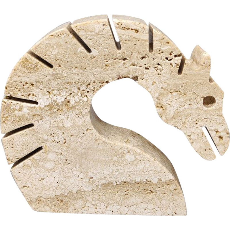 Vintage travertine horse sculpture by Enzo Mari for F.lli Mannelli, Italy 1970s