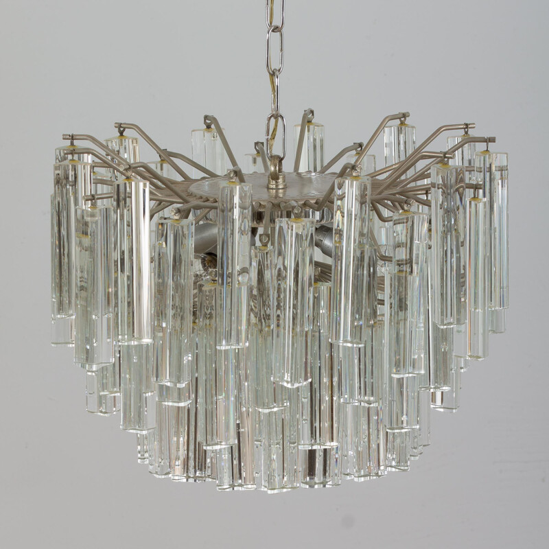 Vintage Triedri Italian chandelier with 85 shades by Venini, 1960s