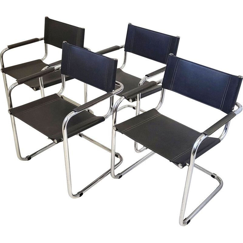 Set of 4 vintage S33 cantilever chairs by Mart Stam