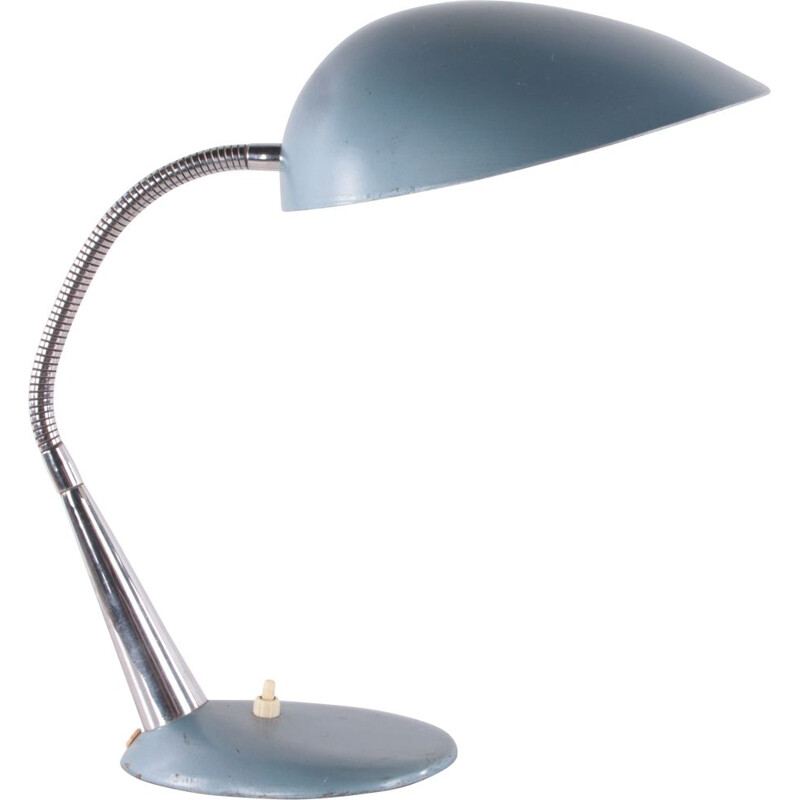 Lampada da tavolo vintage in acciaio blu di Greta Grossmann, 1950