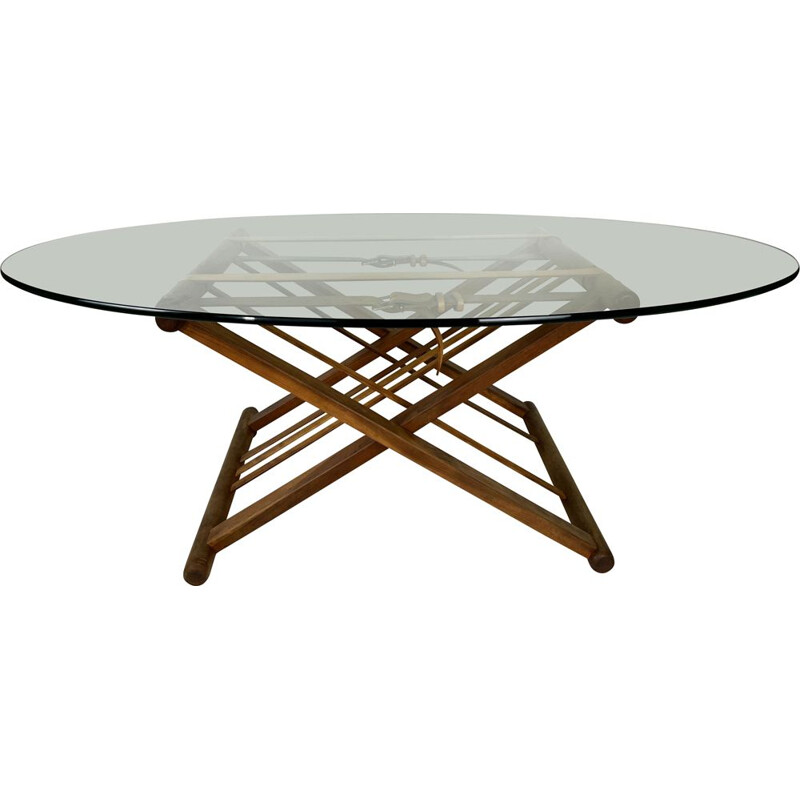 Vintage wood and glass coffee table by Andreas Hansen for Haslev Furniture, Denmark 1990