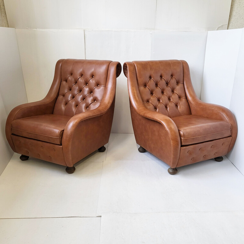 Paar braune Vintage-Sessel, 1970