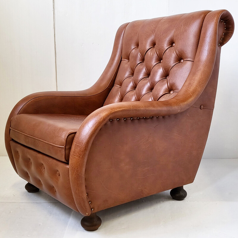 Pair of vintage brown armchairs, 1970