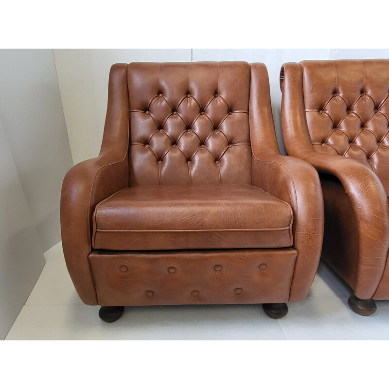 Pair of vintage brown armchairs, 1970