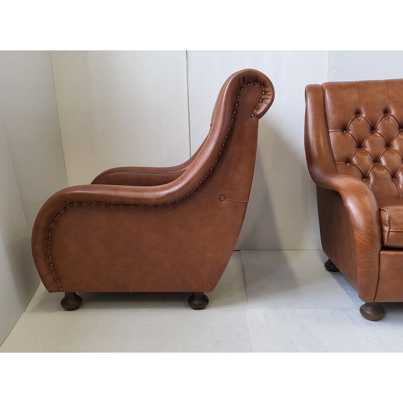 Pair of vintage brown armchairs, 1970