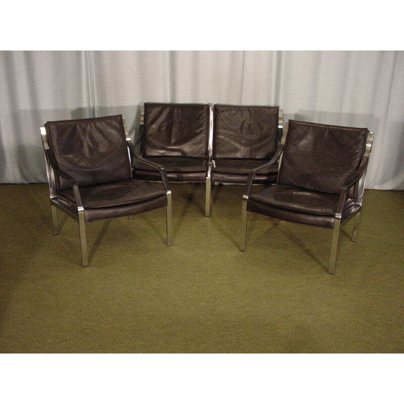 Knoll leather armchairs and bench, Preben FABRICIUS et Jorgen KASTHOLM - 1970s