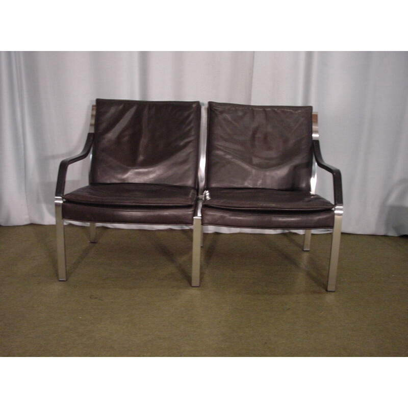 Knoll leather armchairs and bench, Preben FABRICIUS et Jorgen KASTHOLM - 1970s