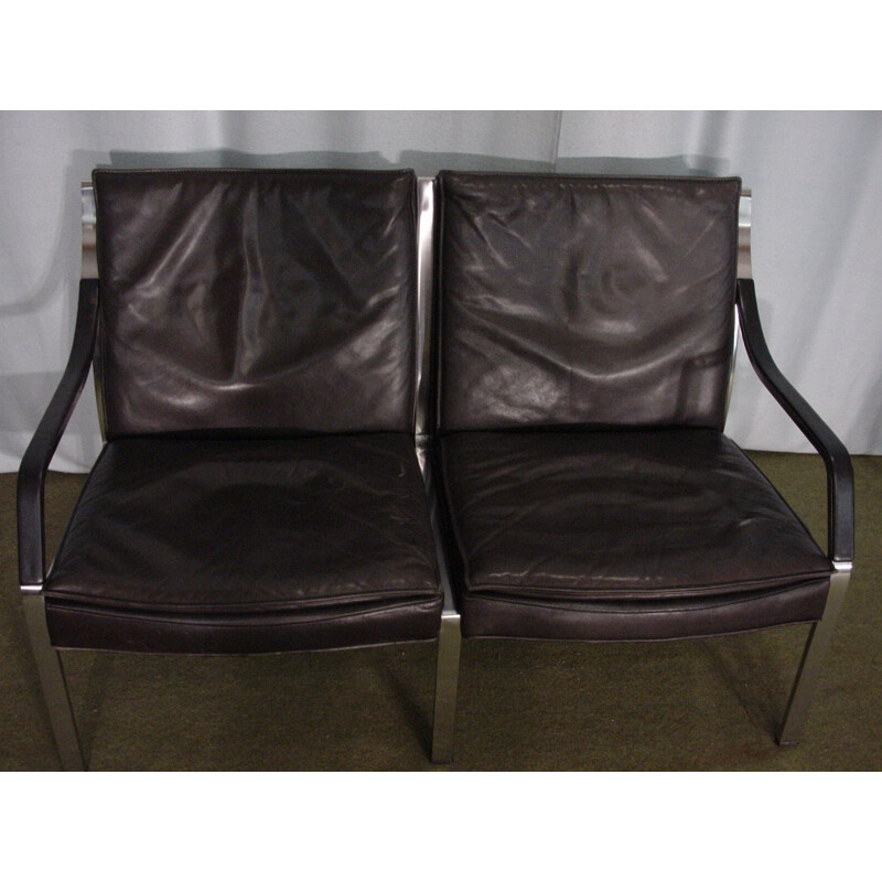 Knoll leather armchairs and bench, Preben FABRICIUS et Jorgen KASTHOLM - 1970s